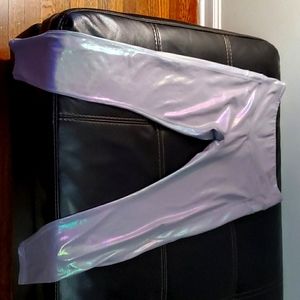 CNC Curves N Combat Boots opal shimmer leggings